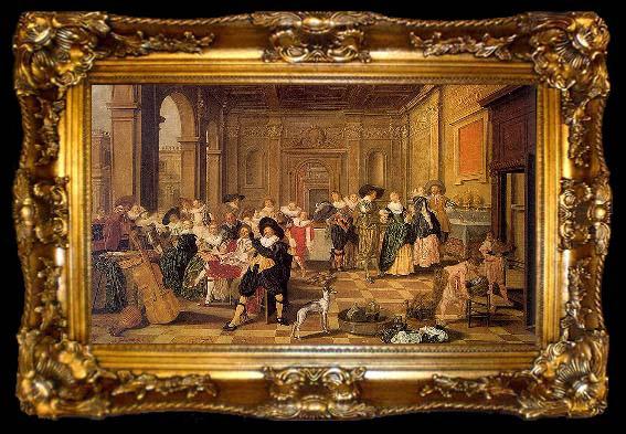 framed  Dirck Hals Banquet Scene in a Renaissance Hall, ta009-2